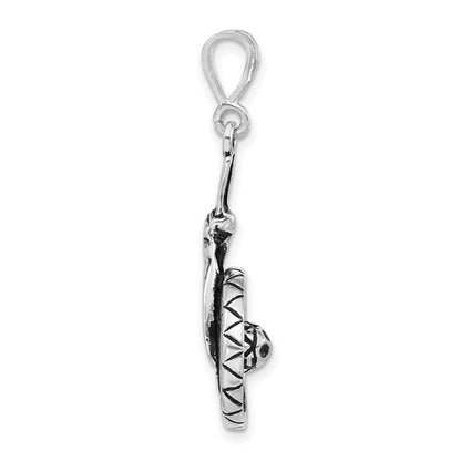 Sterling Silver Polished & Antiqued Sombrero Charm