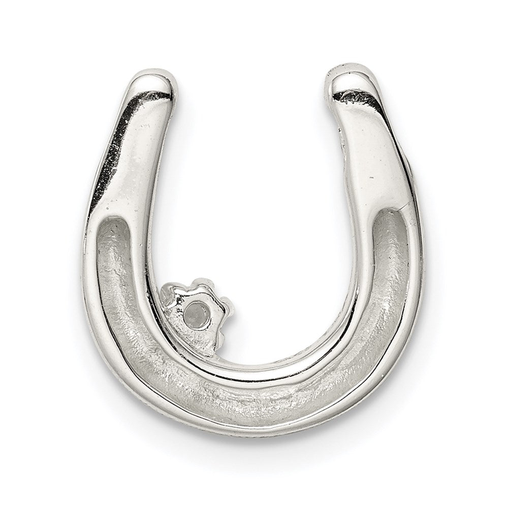 Sterling Silver Cz Horseshoe Pendant