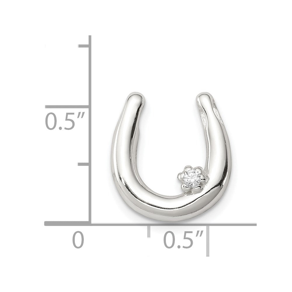 Sterling Silver Cz Horseshoe Pendant