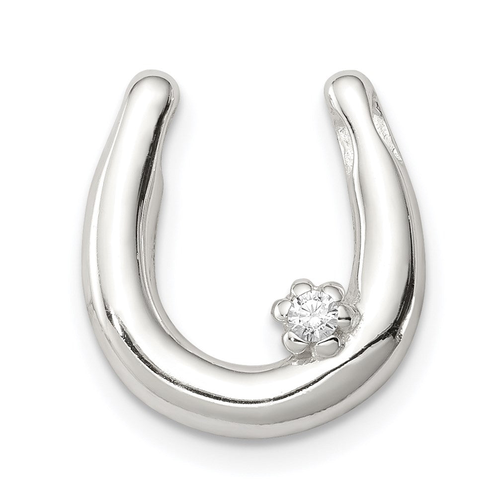 Sterling Silver Cz Horseshoe Pendant