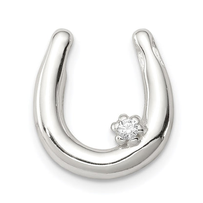 Sterling Silver Cz Horseshoe Pendant