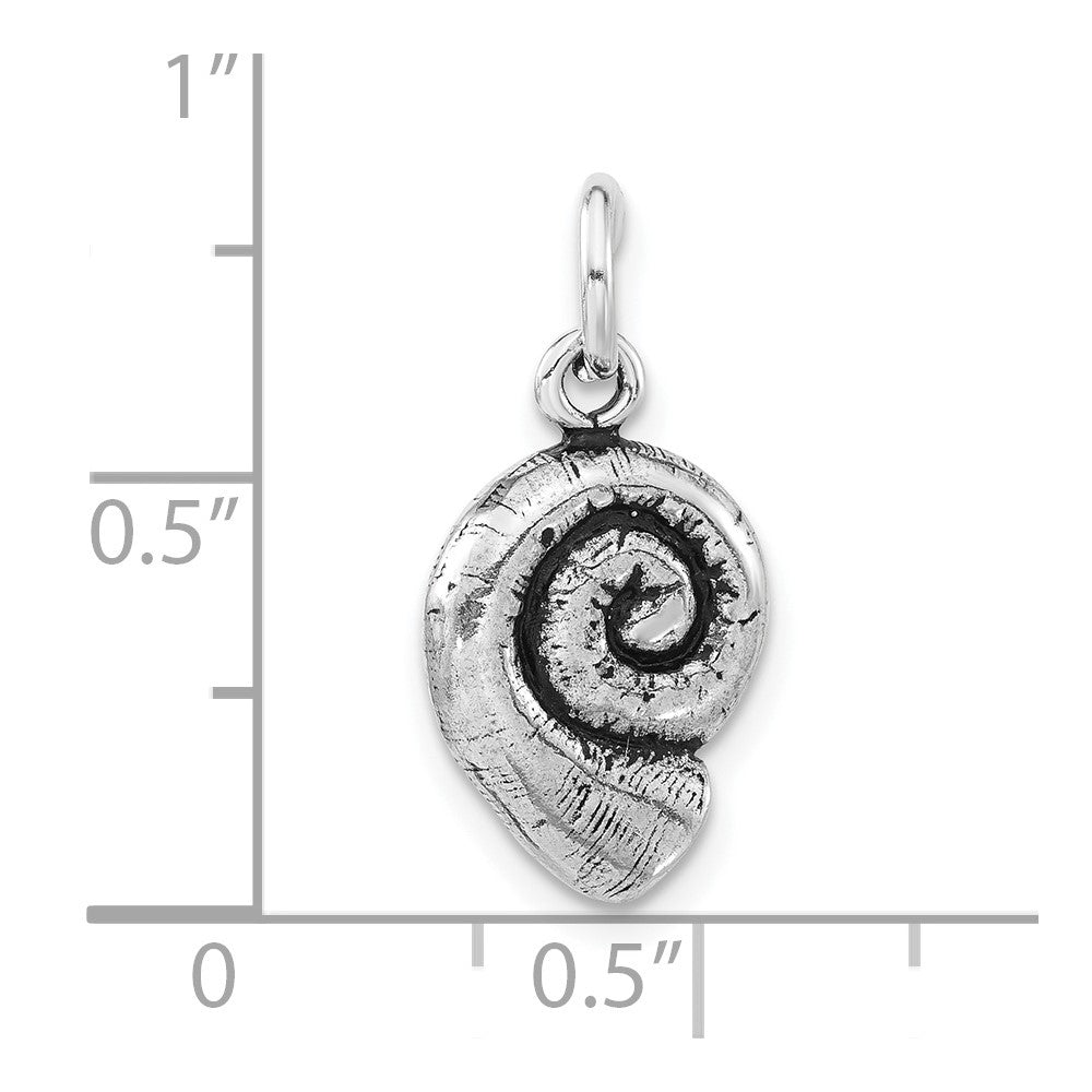 Sterling Silver 3-D Polished & Antiqued Seashell Charm