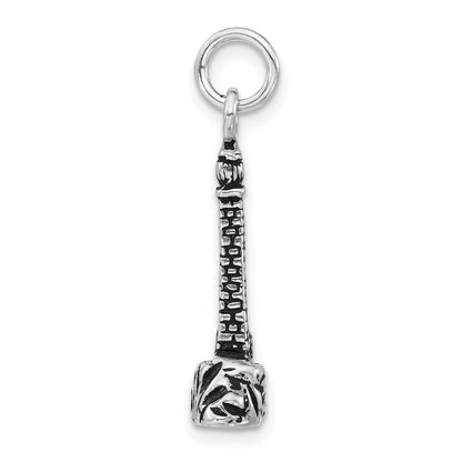 Sterling Silver 3-D Polished & Antiqued Lighthouse Charm