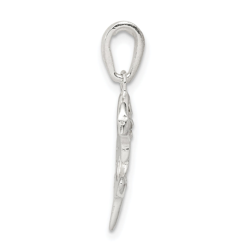 Sterling Silver With Cz Dolphin Pendant