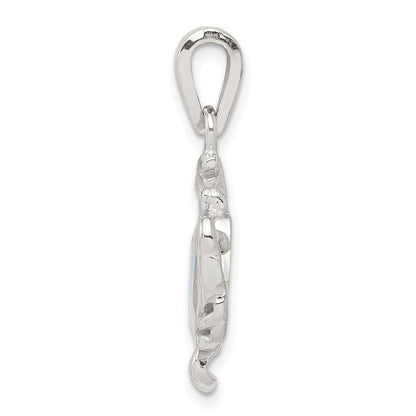 Sterling Silver Rhodium-Plated Blue Inlay Created Opal Crab Pendant