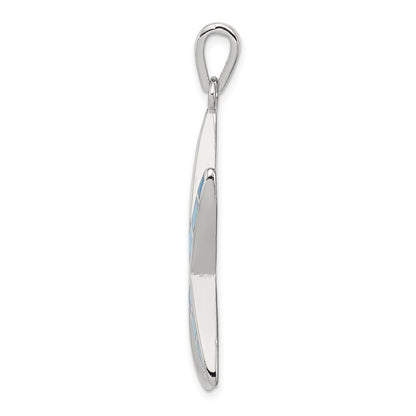 Sterling Silver Rhodium-Plated Blue Inlay Created Opal Starfish Pendant