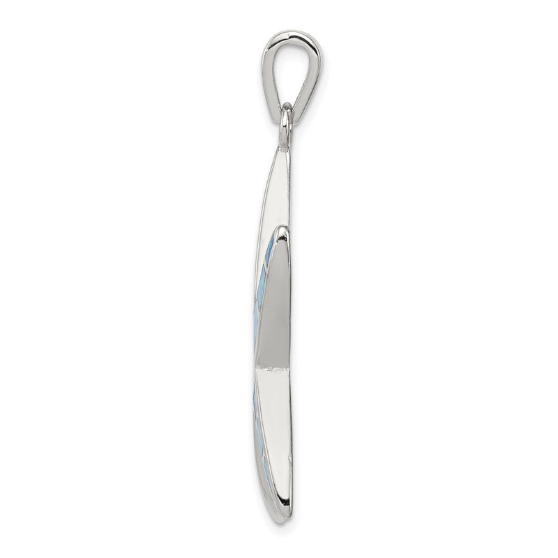 Sterling Silver Rhodium-Plated Blue Inlay Created Opal Starfish Pendant