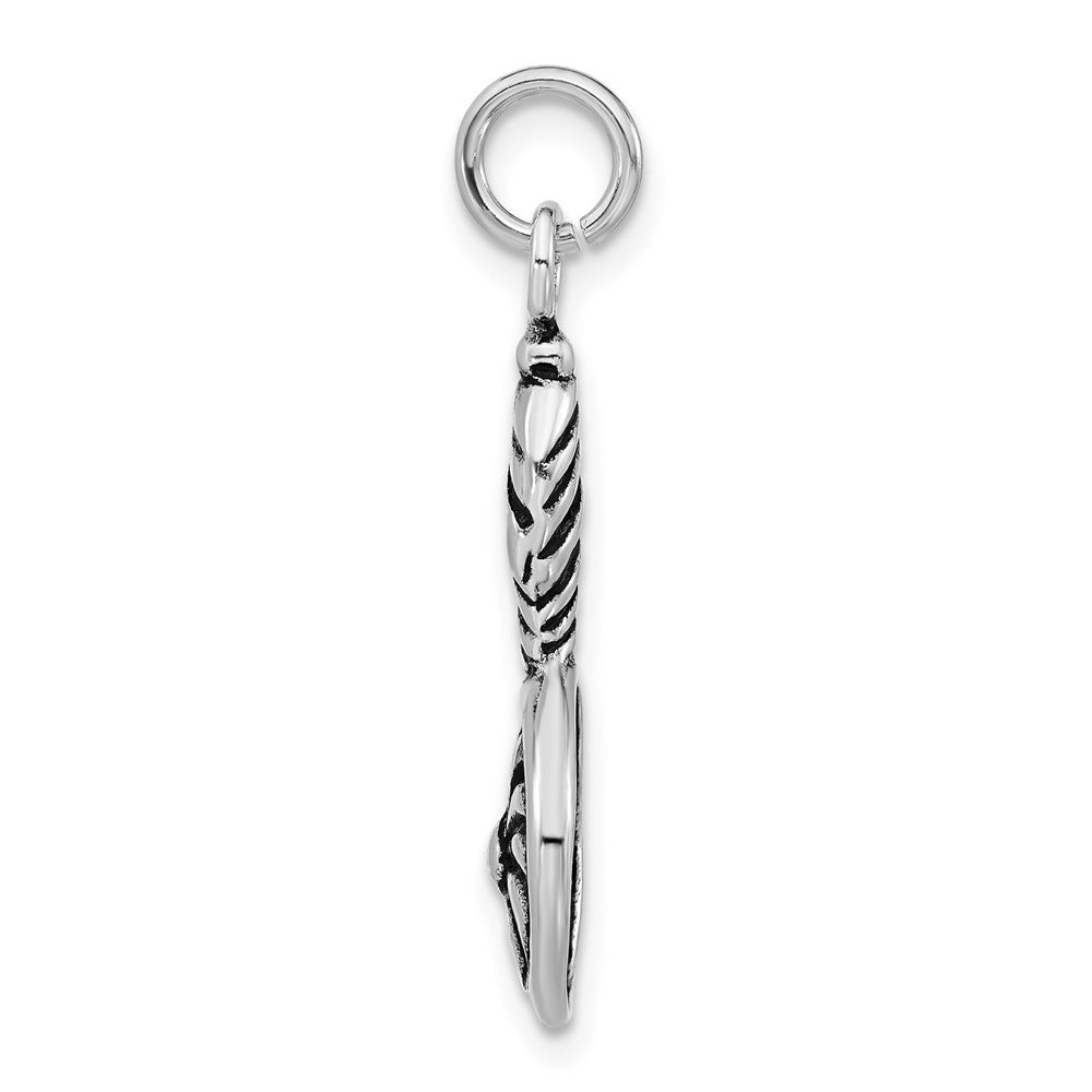 Sterling Silver Polished & Antiqued Vintage Hand Mirror Charm
