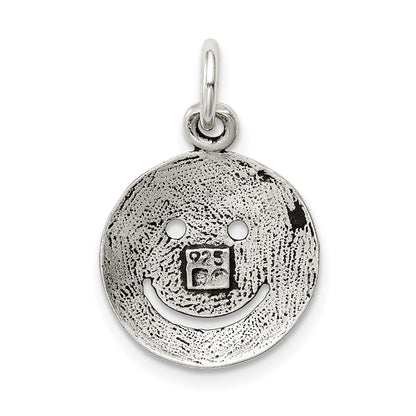 Sterling Silver Antiqued Smiley Face Charm