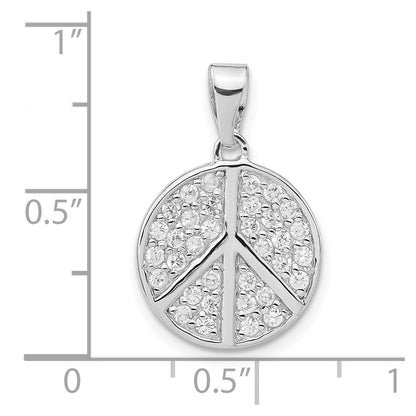 Sterling Silver Rhodium-Plated Cz Peace Pendant