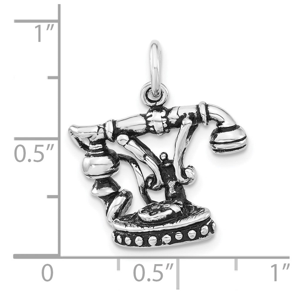 Sterling Silver 3-D Polished & Antiqued Telephone Charm