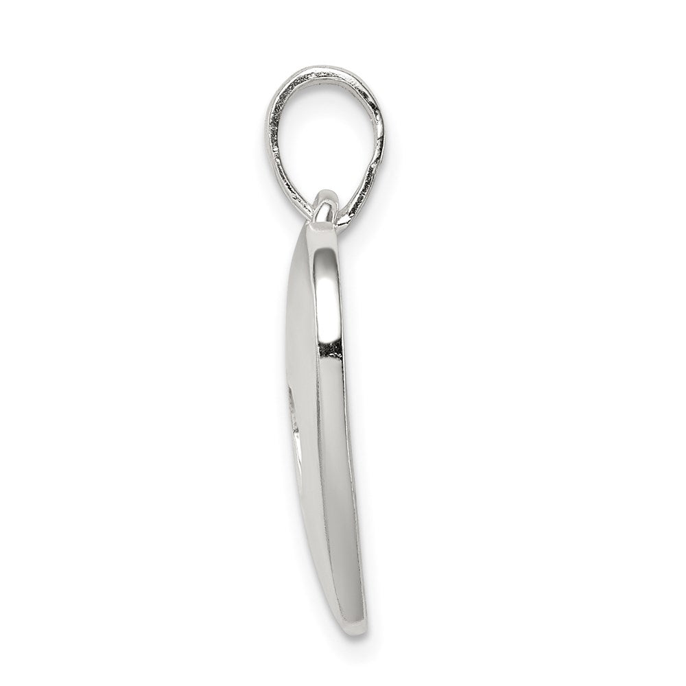 Sterling Silver Polished Heart With Paw Print Pendant
