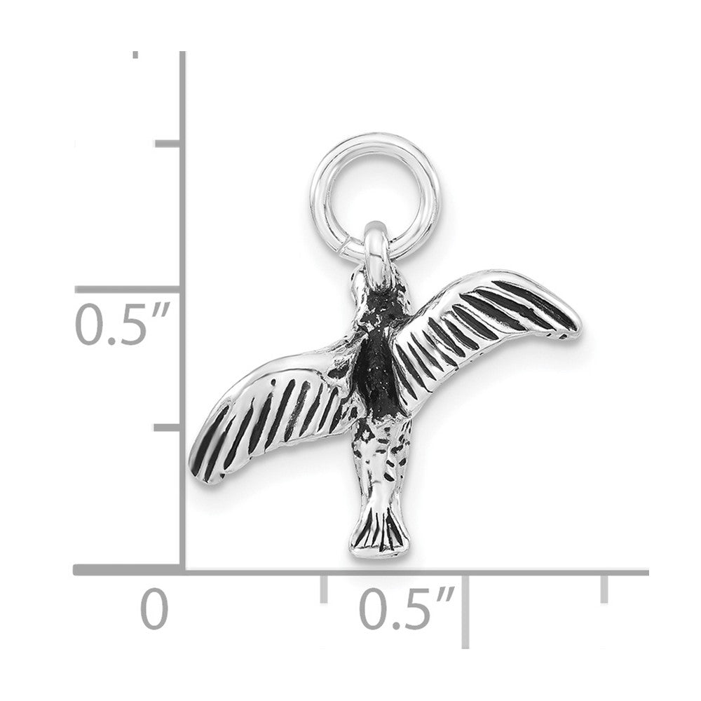 Sterling Silver 3-D Polished & Antiqued Bird Charm
