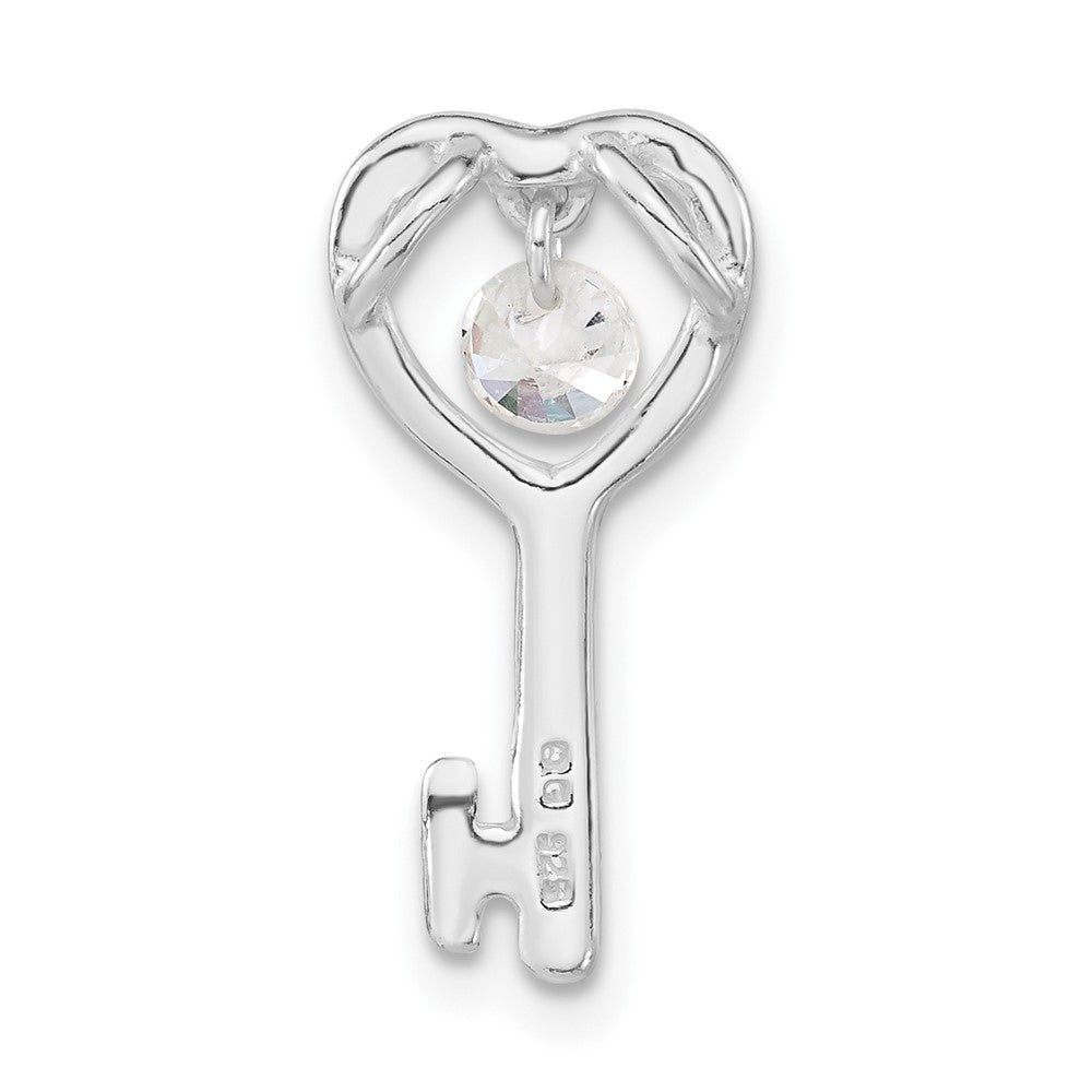 Sterling Silver Cz Open Key Pendant