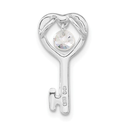 Sterling Silver Cz Open Key Pendant