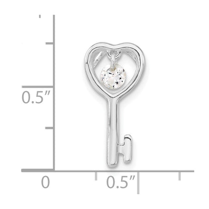 Sterling Silver Cz Open Key Pendant