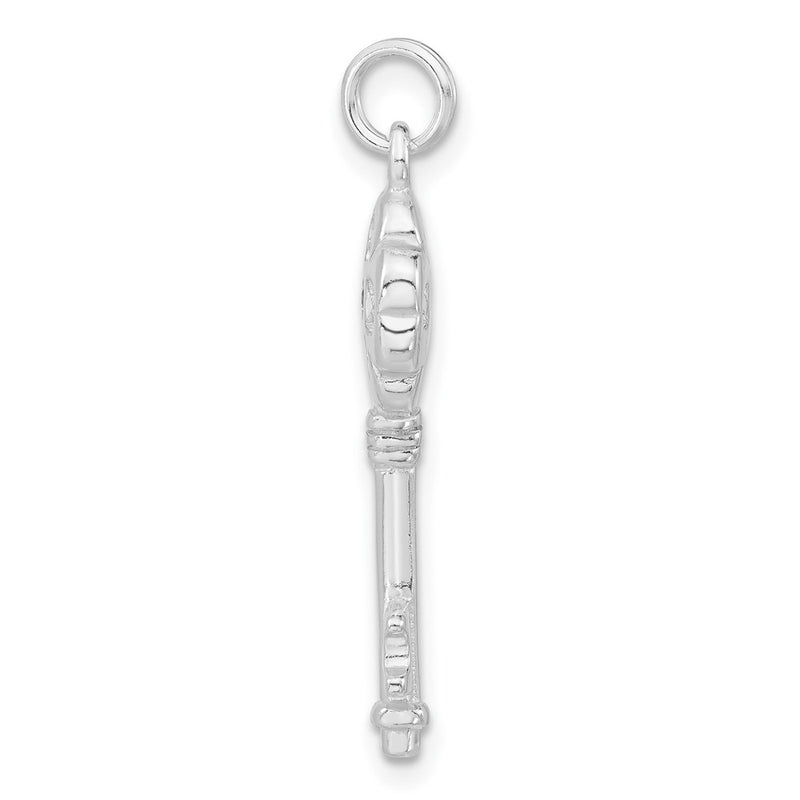 Sterling Silver Cz Key Pendant