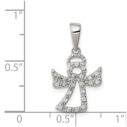 Sterling Silver Cz Angel Pendant