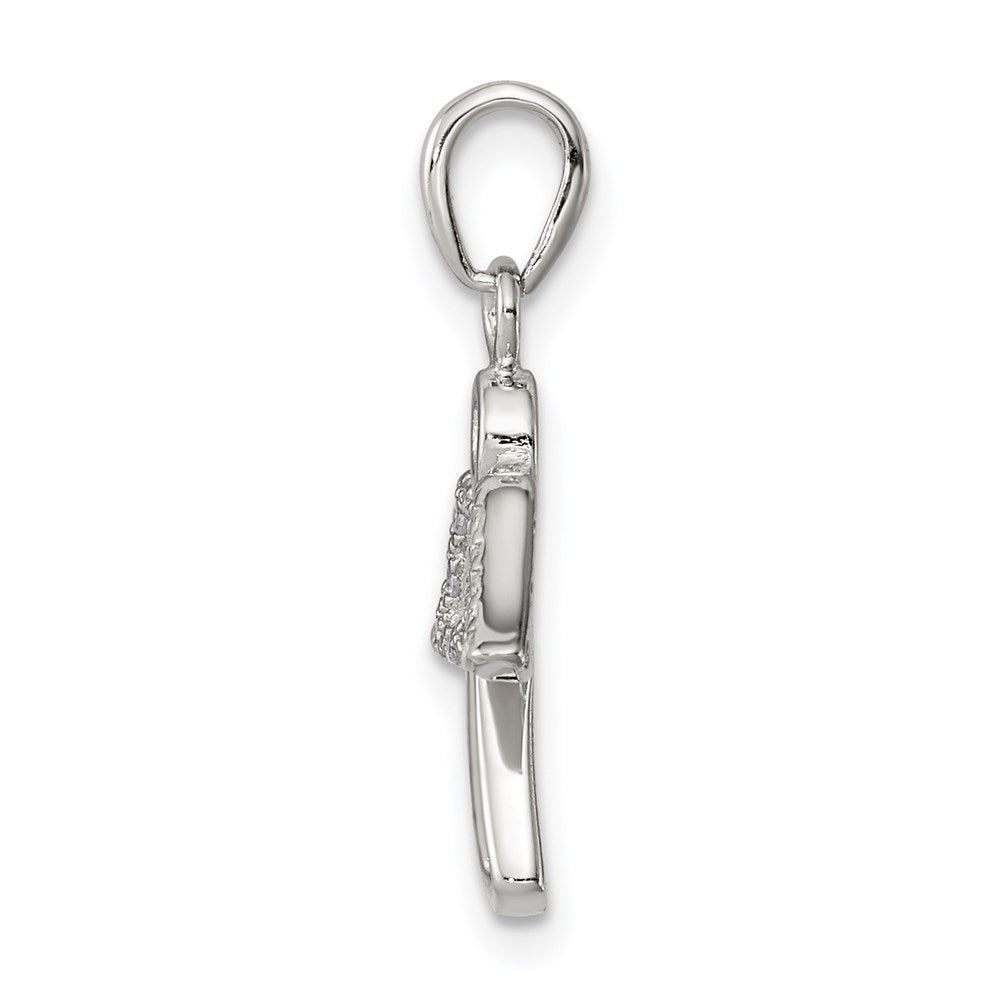 Sterling Silver Rhodium-Plated Angel W/ Cz Wings Pendant