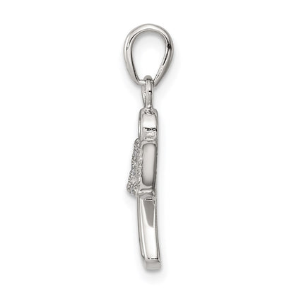Sterling Silver Rhodium-Plated Angel W/ Cz Wings Pendant