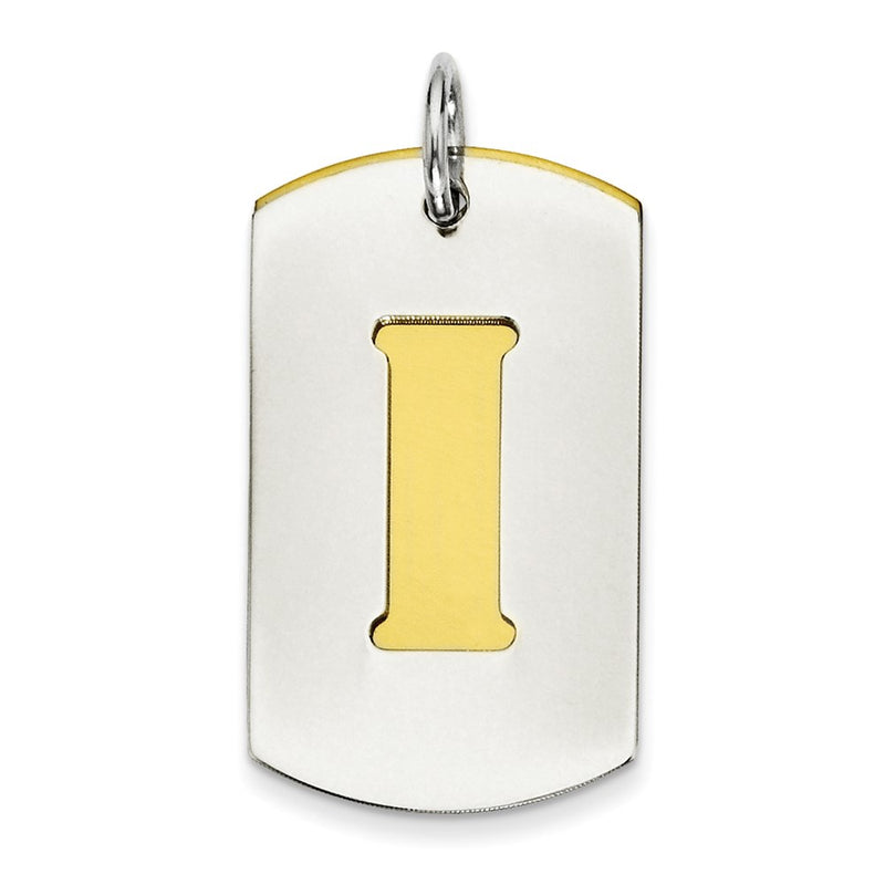Sterling Silver Gp Initial I Double Plate Dog Tag Charm