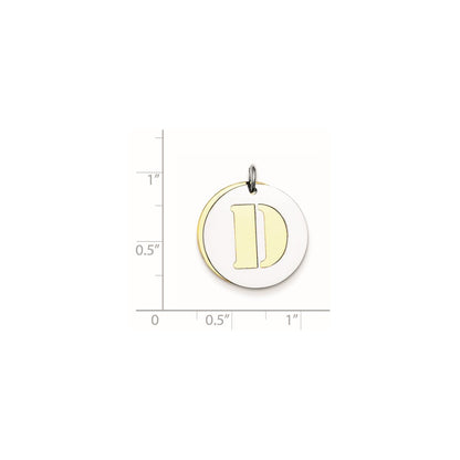 Sterling Silver Gp Initial D Double Plate Round Charm