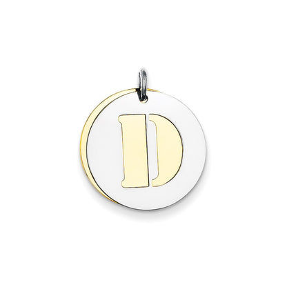 Sterling Silver Gp Initial D Double Plate Round Charm