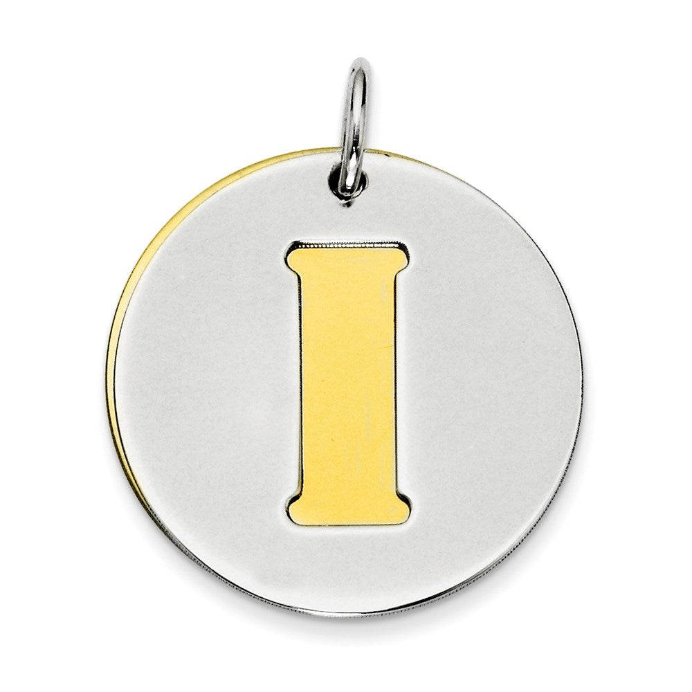 Sterling Silver Gp Initial I Double Plate Round Charm