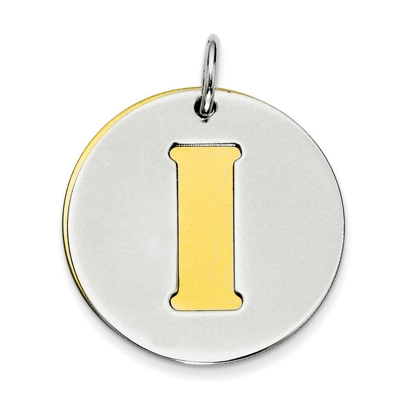 Sterling Silver Gp Initial I Double Plate Round Charm