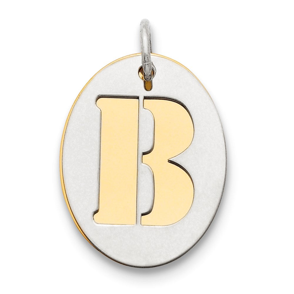 Sterling Silver Gp Initial B Double Plate Oval Charm