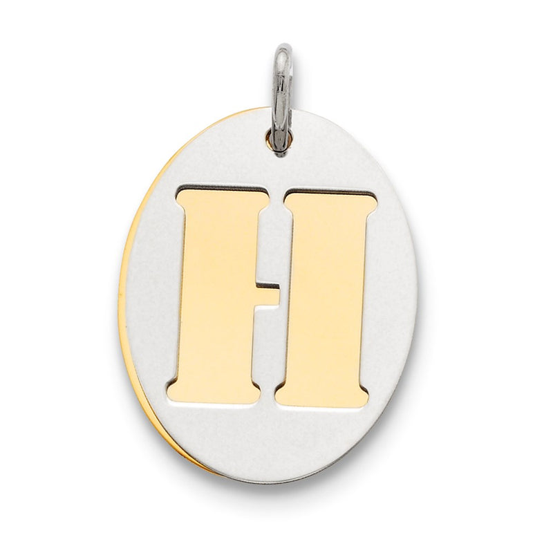 Sterling Silver Gp Initial H Double Plate Oval Charm