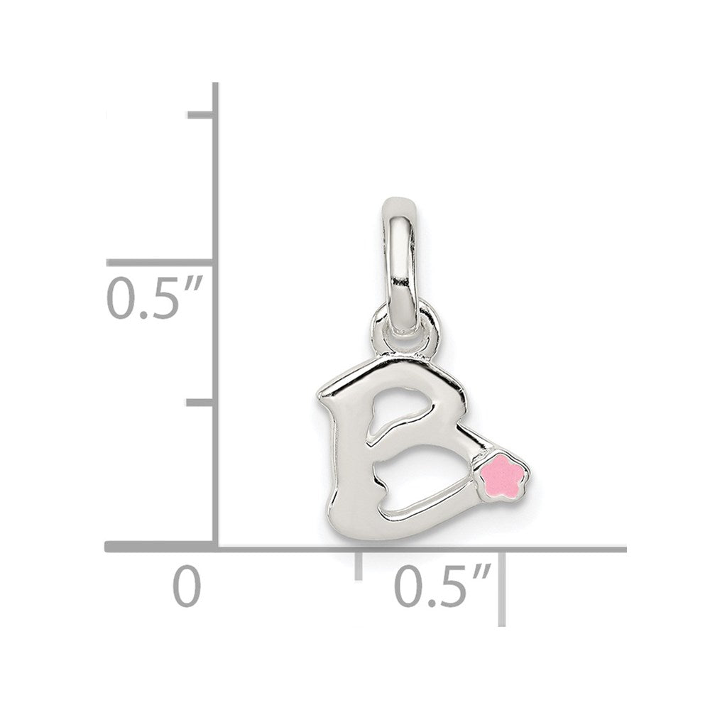 Sterling Silver Letter B With Enamel Pendant