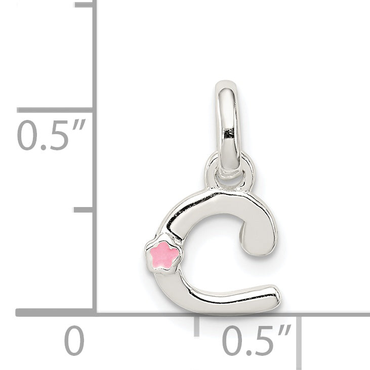 Sterling Silver Letter C With Enamel Pendant