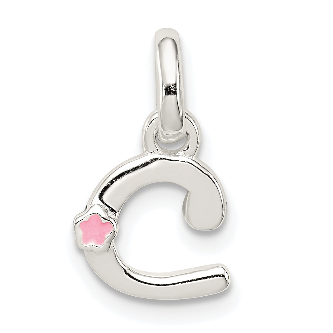 Sterling Silver Letter C With Enamel Pendant