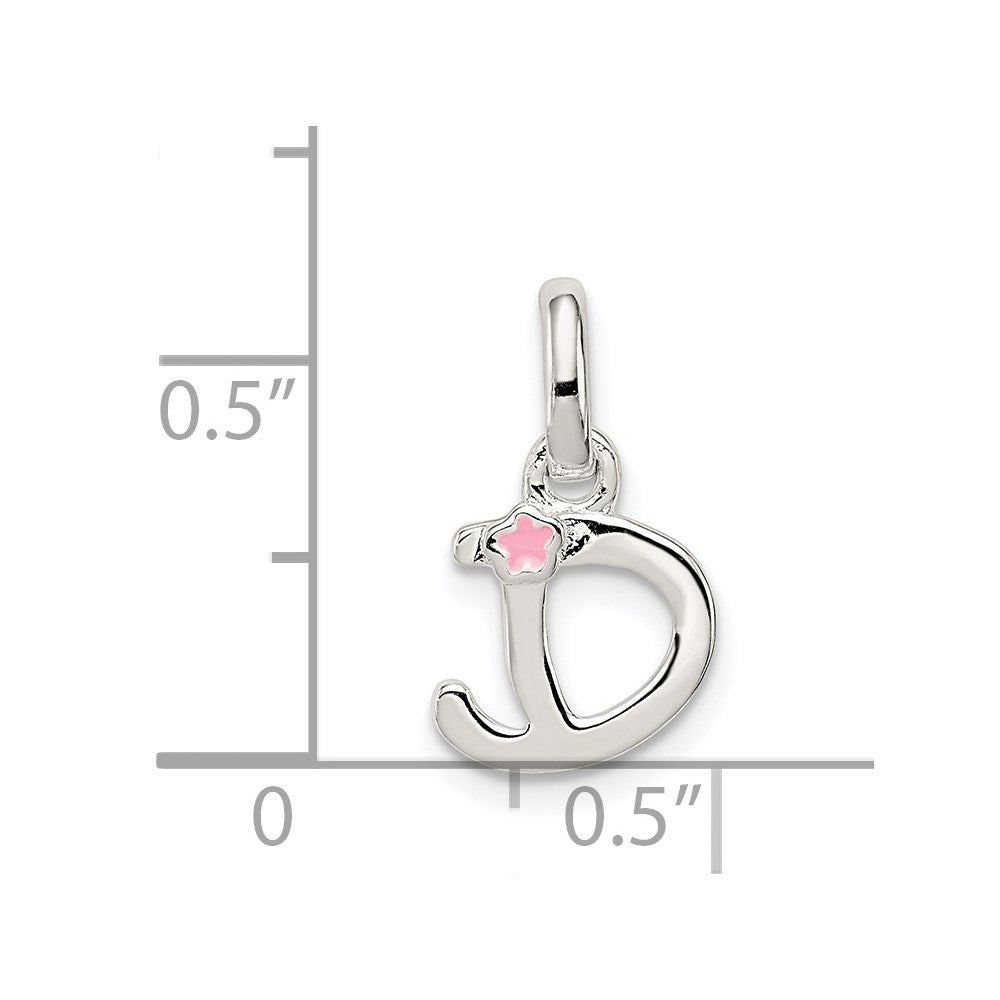 Sterling Silver Letter D With Enamel Pendant