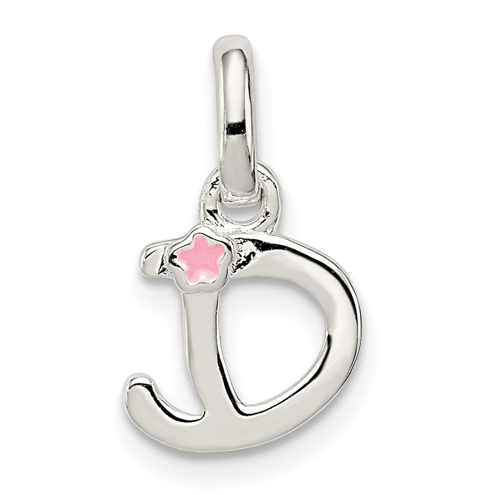 Sterling Silver Letter D With Enamel Pendant