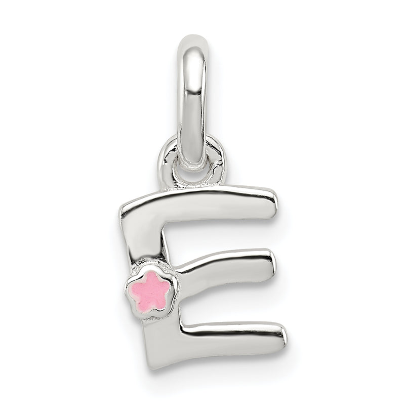 Sterling Silver Letter E With Enamel Pendant