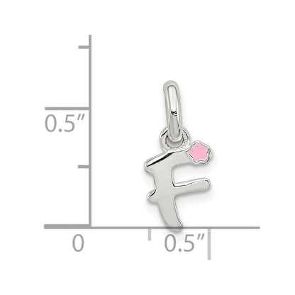 Sterling Silver Letter F With Enamel Pendant
