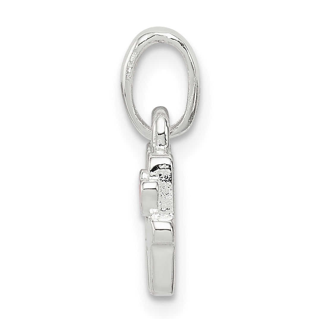 Sterling Silver Letter H With Enamel Pendant