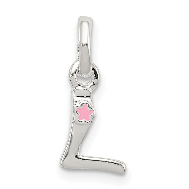 Sterling Silver Letter L With Enamel Pendant