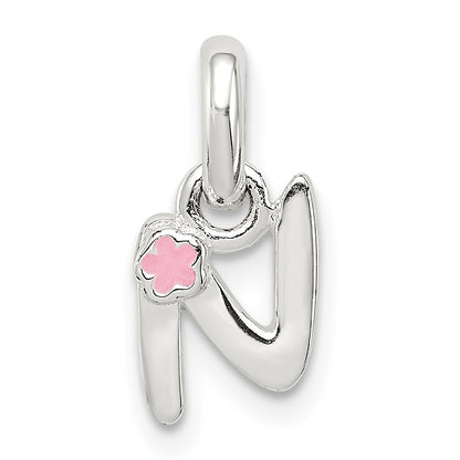 Sterling Silver Letter N With Enamel Pendant