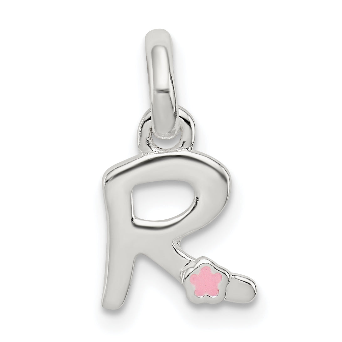 Sterling Silver Letter R With Enamel Pendant