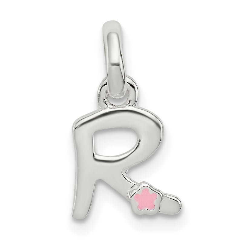 Sterling Silver Letter R With Enamel Pendant