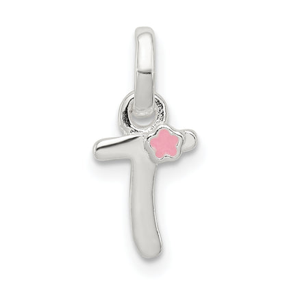 Sterling Silver Letter T With Enamel Pendant