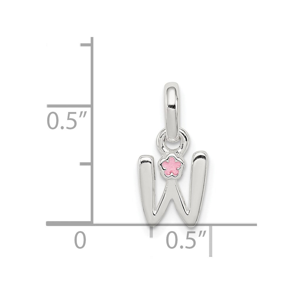 Sterling Silver Letter W With Enamel Pendant