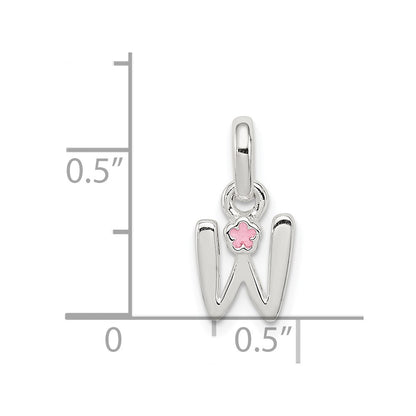 Sterling Silver Letter W With Enamel Pendant