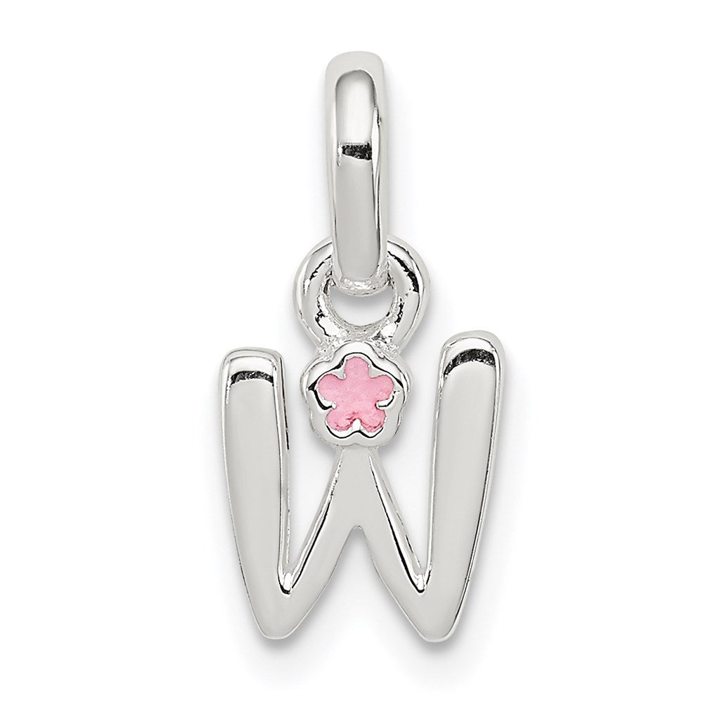 Sterling Silver Letter W With Enamel Pendant