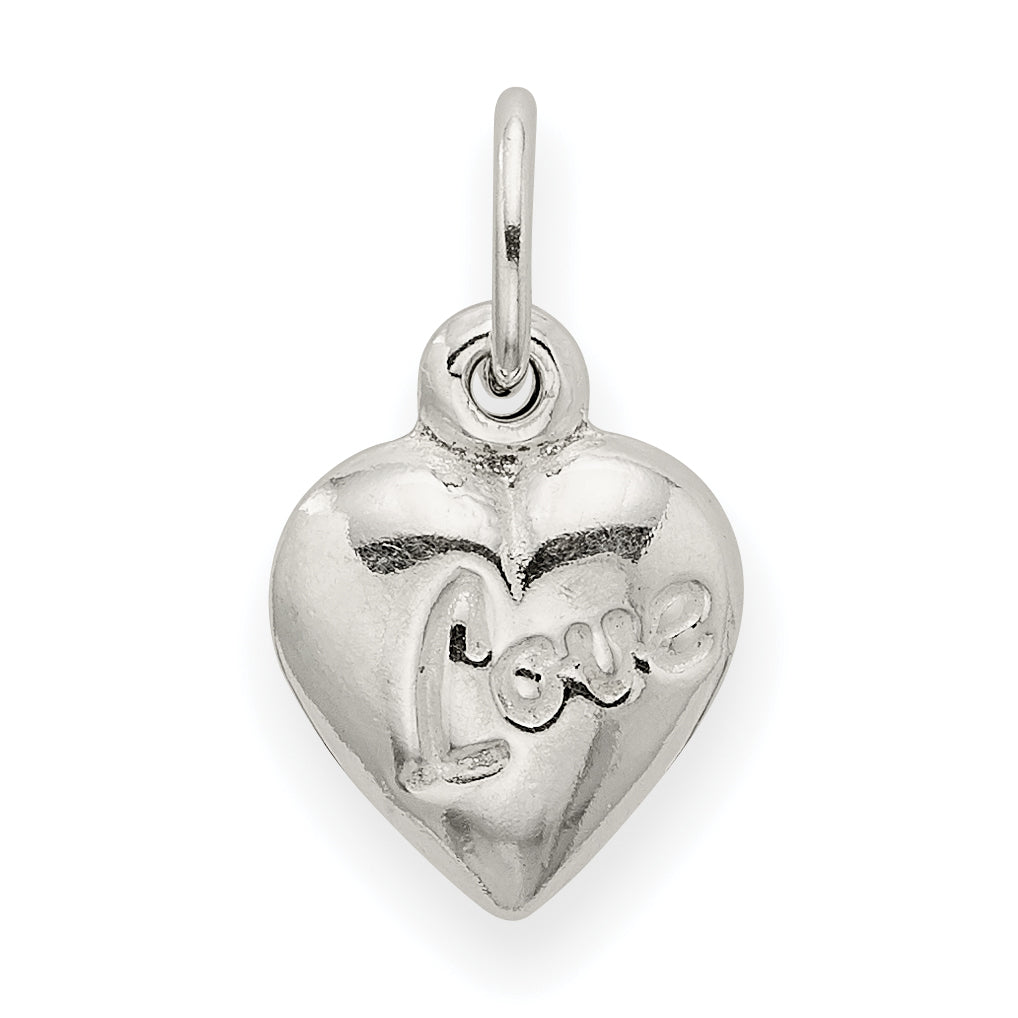 Sterling Silver Polished Love Reversible Puff Heart Charm