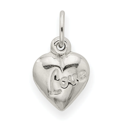 Sterling Silver Polished Love Reversible Puff Heart Charm