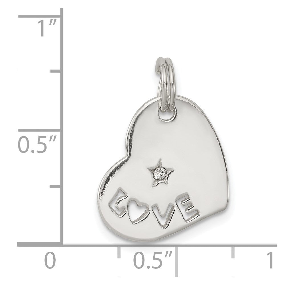 Sterling Silver Polished Love Cz Heart Charm